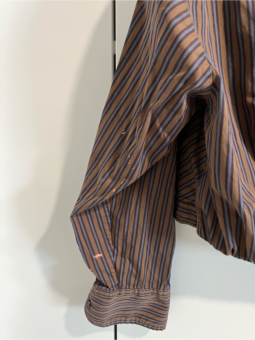 A.L.C. Olive and Black Striped Twist-Front Button-Down Shirt - Picture 8 of 10